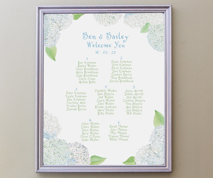 White Hydrangea Seating Chart