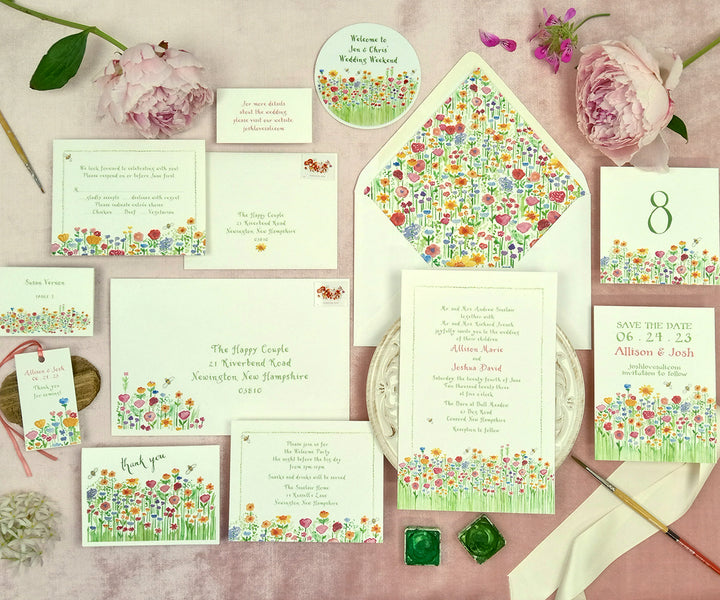 wildflowers wedding invitation suite