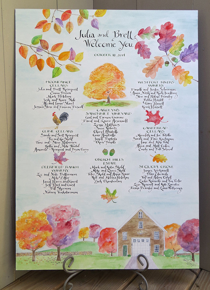 autumn barn wedding seating chart