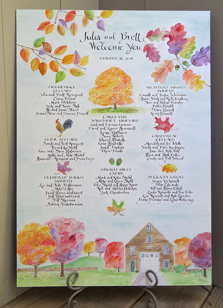 autumn barn wedding seating chart