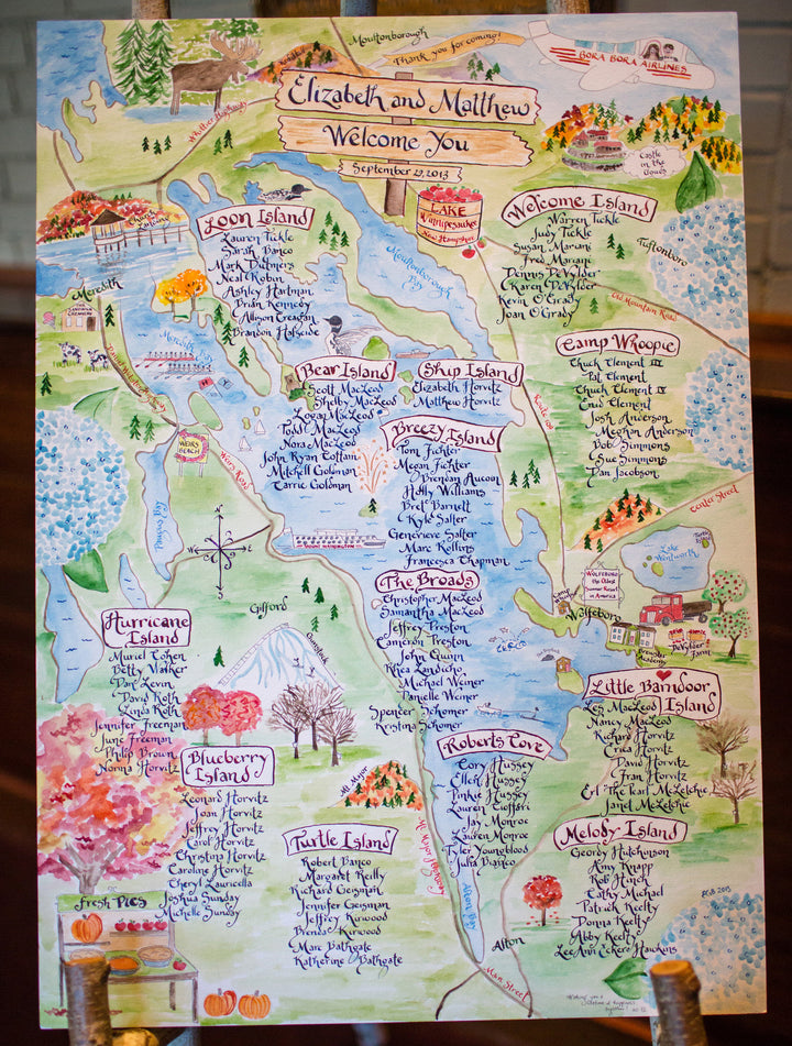 Lake Winnipesaukee wedding seating chart