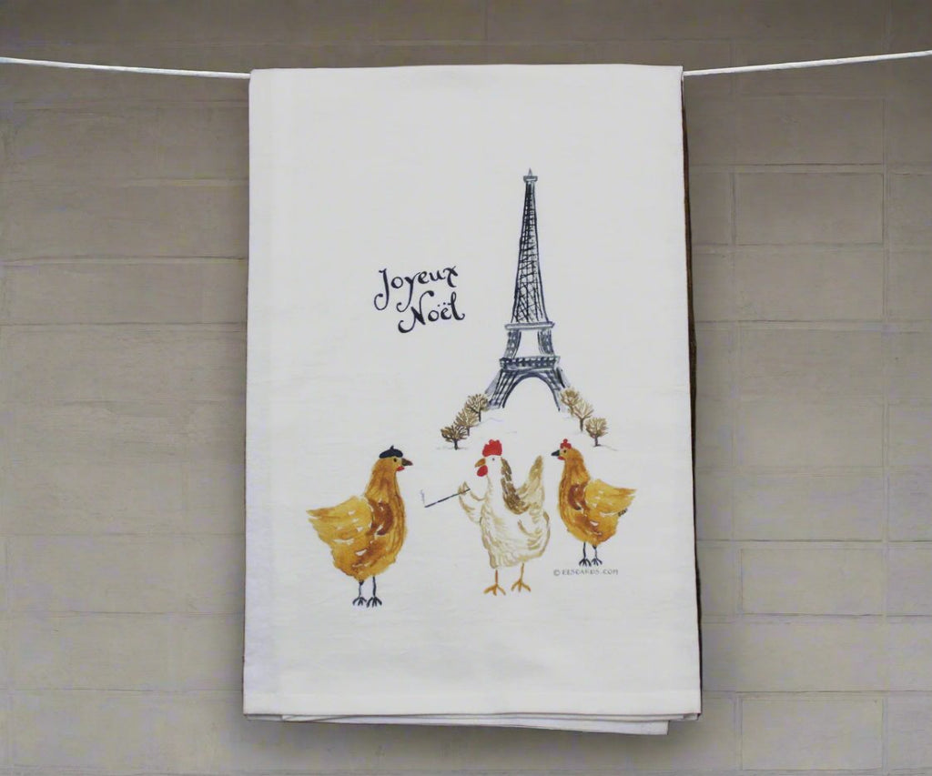 3 French Hens Tea Towel