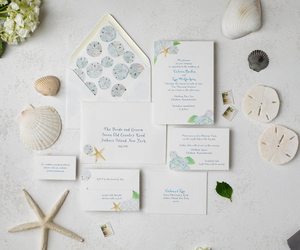 Beach Hydrangea wedding invitation