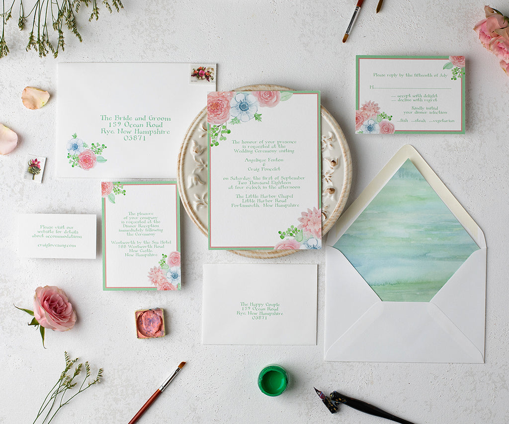 Blushing Anemone wedding invitation