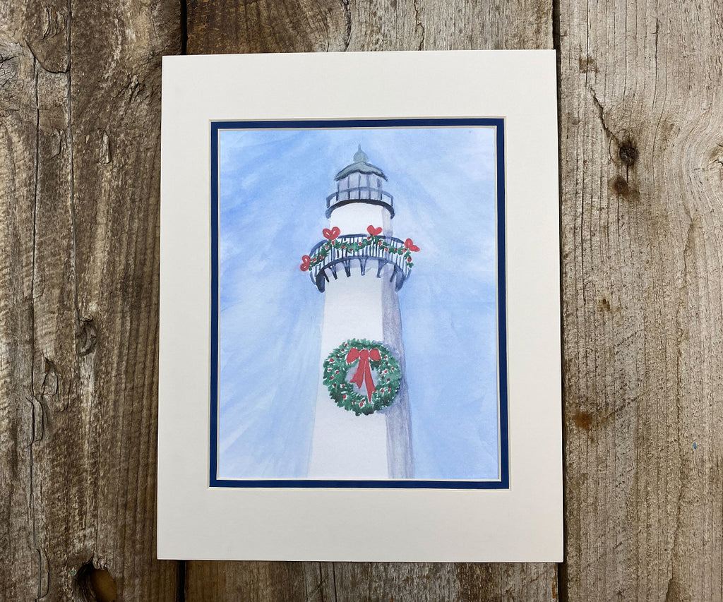 Christmas lighthouse print