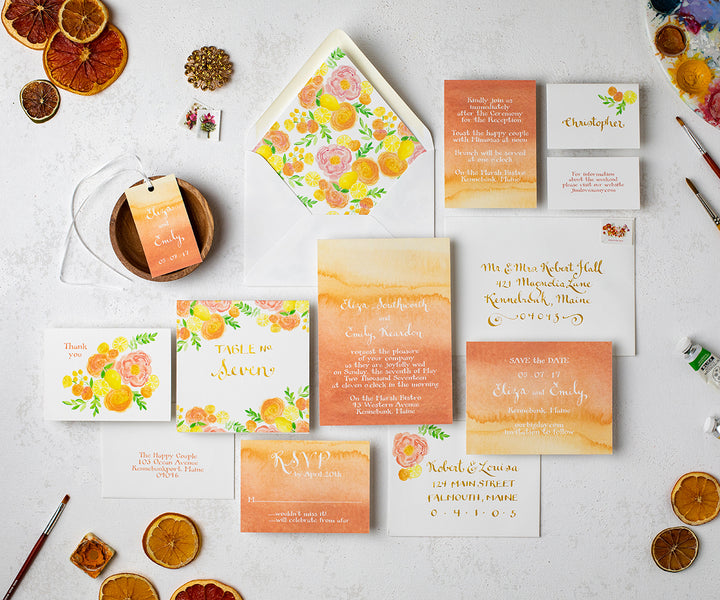 Coral Ombre Thank You Note