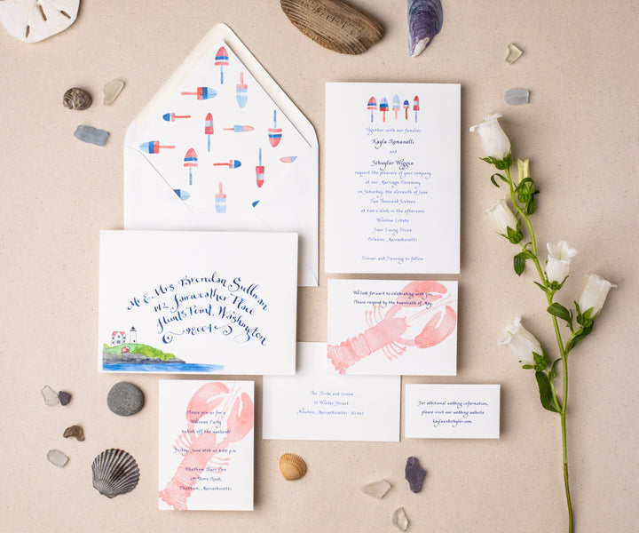 Lobster Buoys wedding invitation