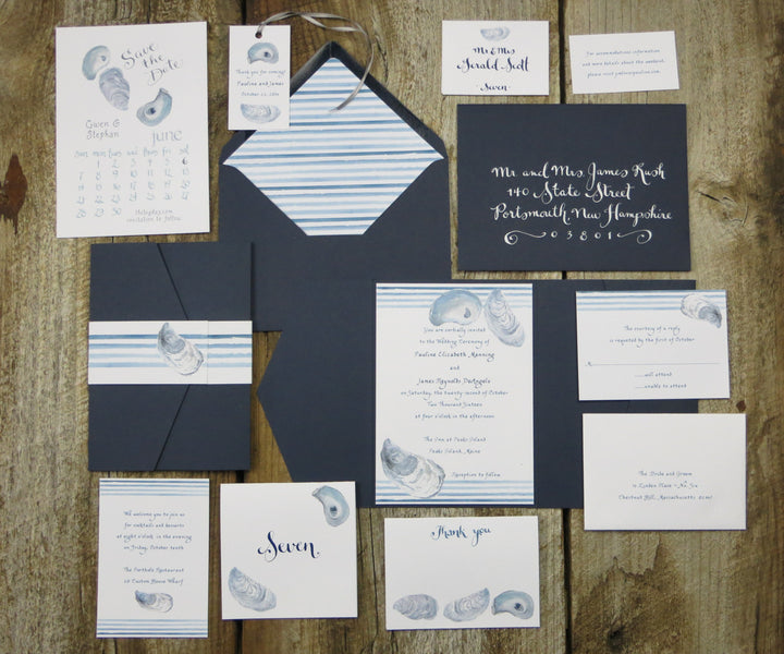 Oyster Shell Pocket Table Signs