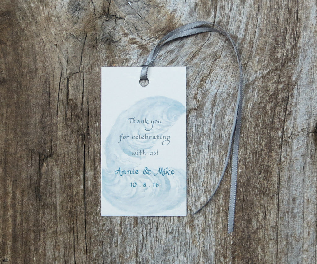 Oyster with Sand Border Favor Tags