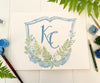 ferns and delphinium wedding crest