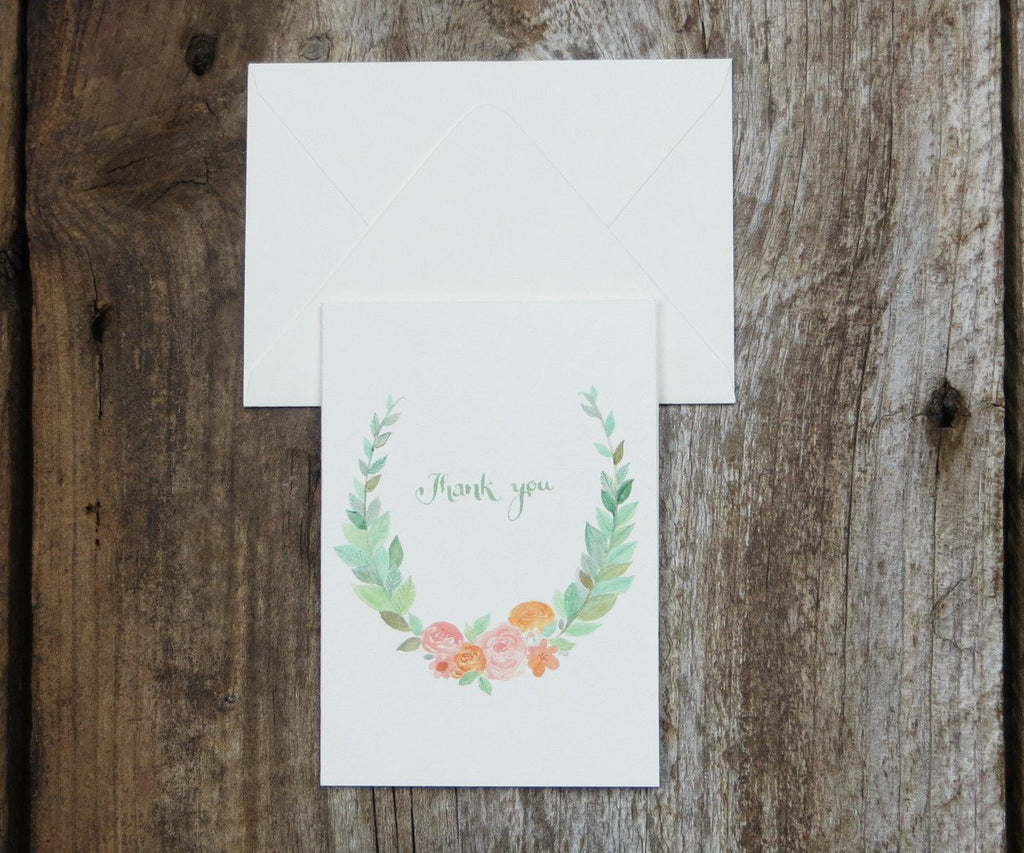 Floral wreath thank you note