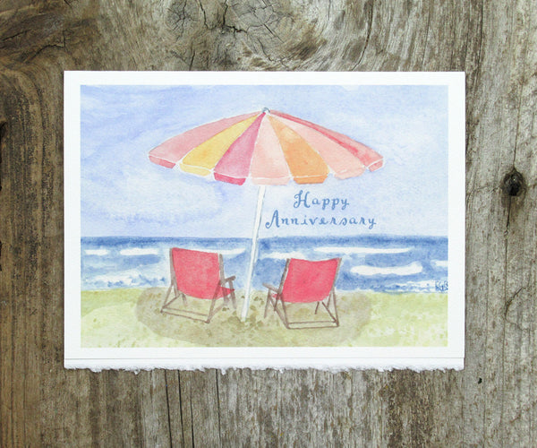 Beach Umbrella Anniversary Card