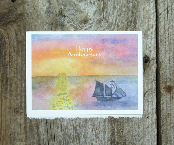 Sunset Sail Anniversary Card