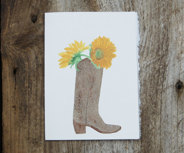 Boot with Sunflowers Card