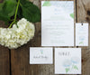 white hydrangea wedding day stationery