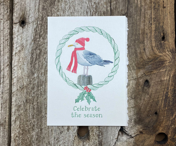Merry Seagull holiday card