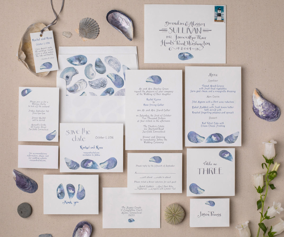 Raised Seashell Wedding Invitation Kit