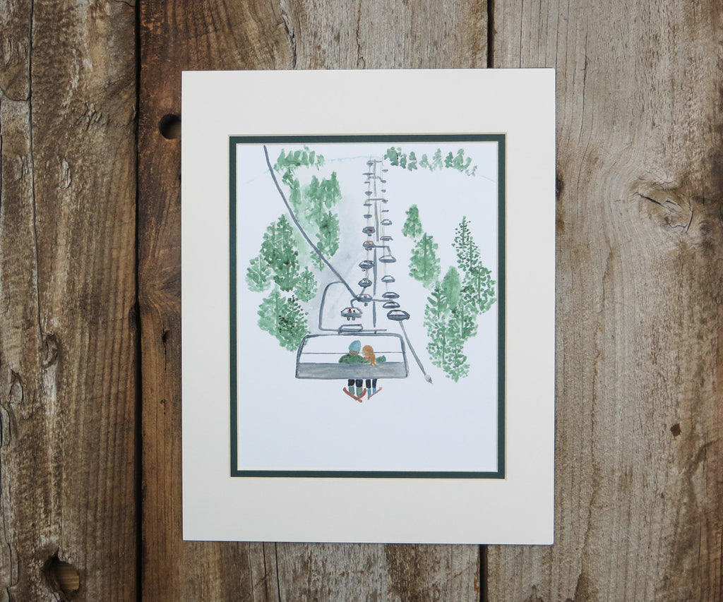 chairlift skiers print