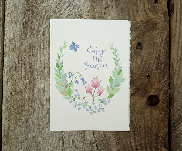 Spring Flowers Wreath Card