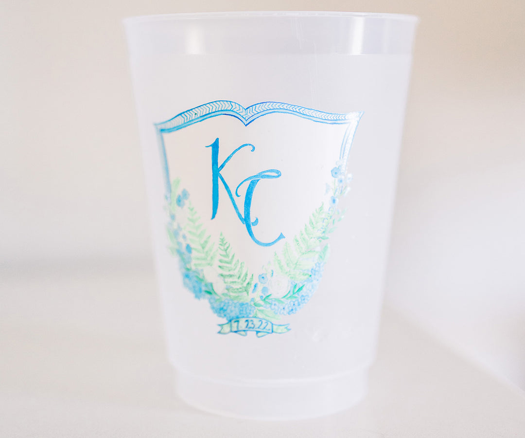ferns and delphinium wedding crest