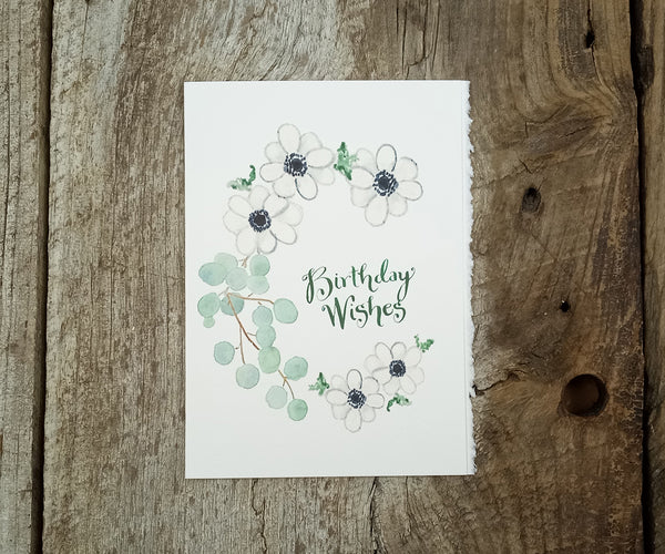White Anemone Birthday Card