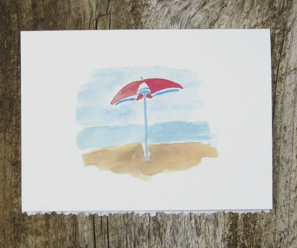 beach umbrella red