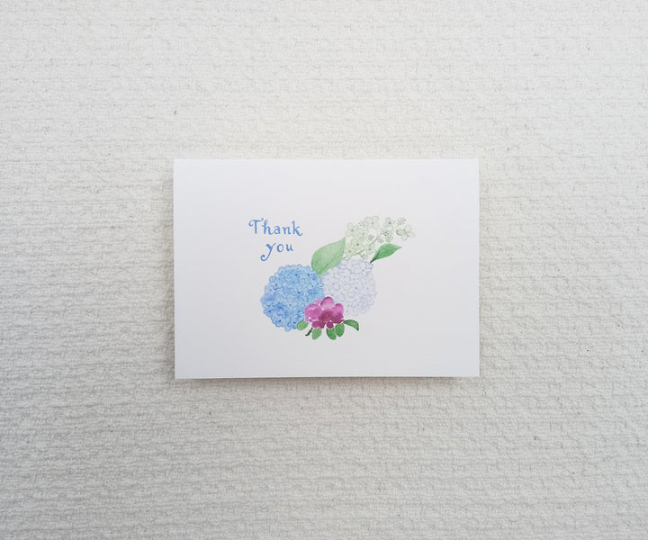 Beach Rose and hydrangea thank you note