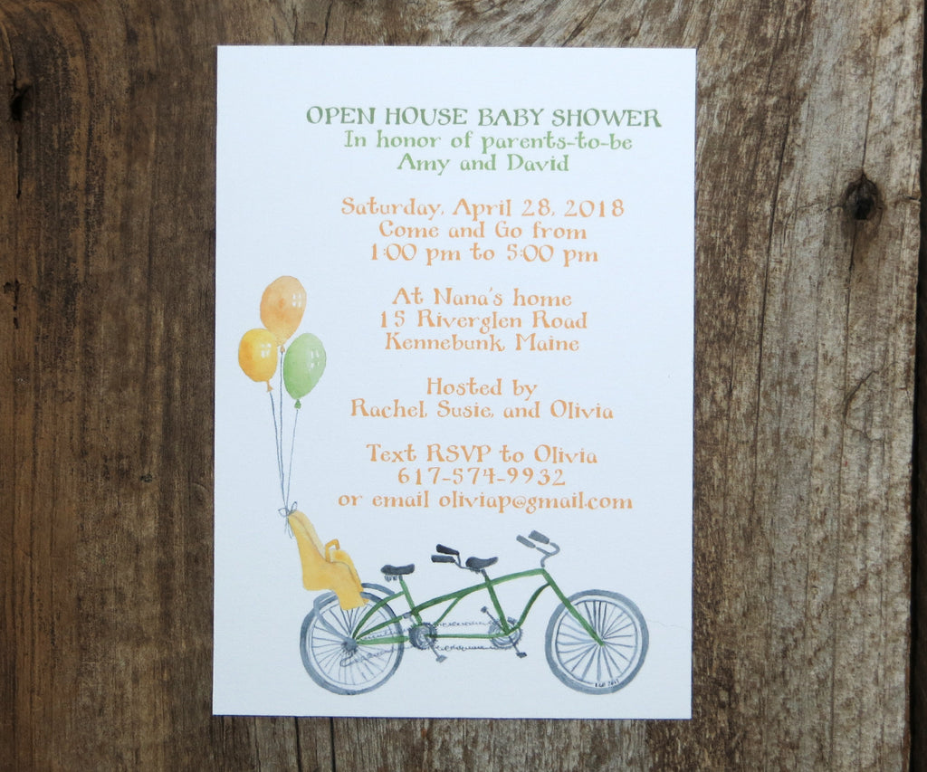 Bike for 3 Baby Shower Invitation