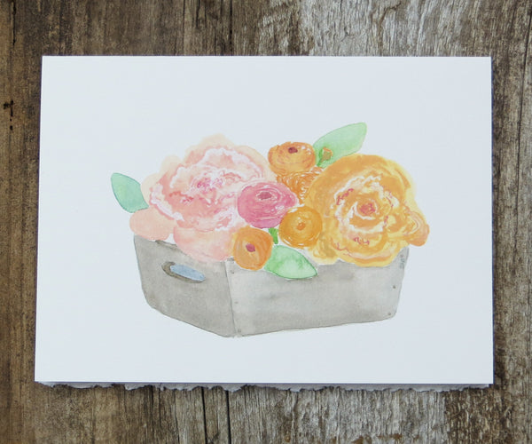 box of peach flowers