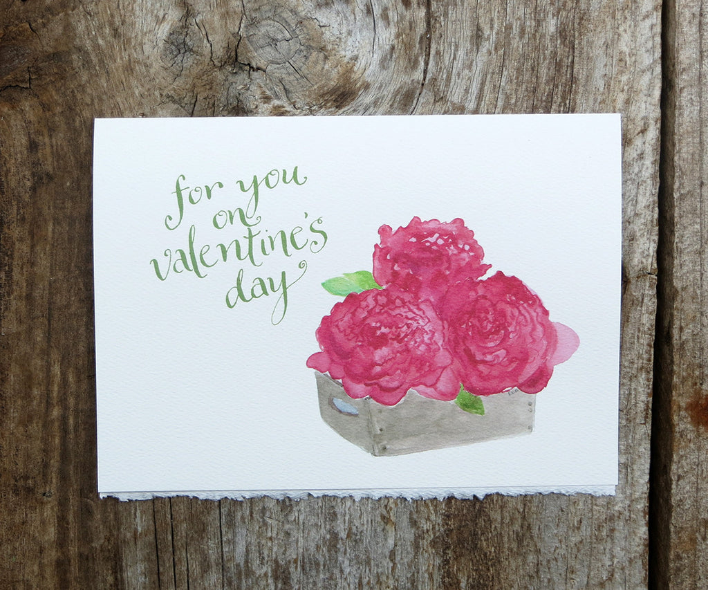 Box of Peonies Valentine Card