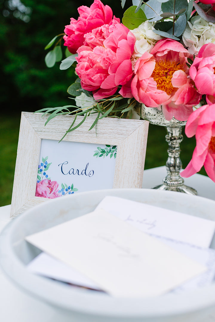 cards sign peony blueberry