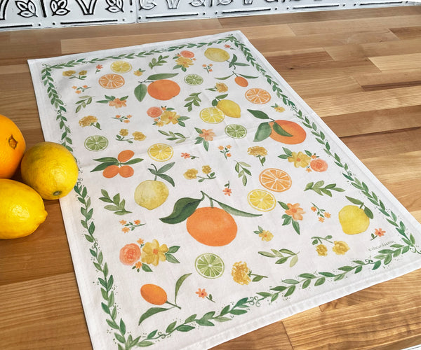 Fresh Citrus and Florals Tea Towel
