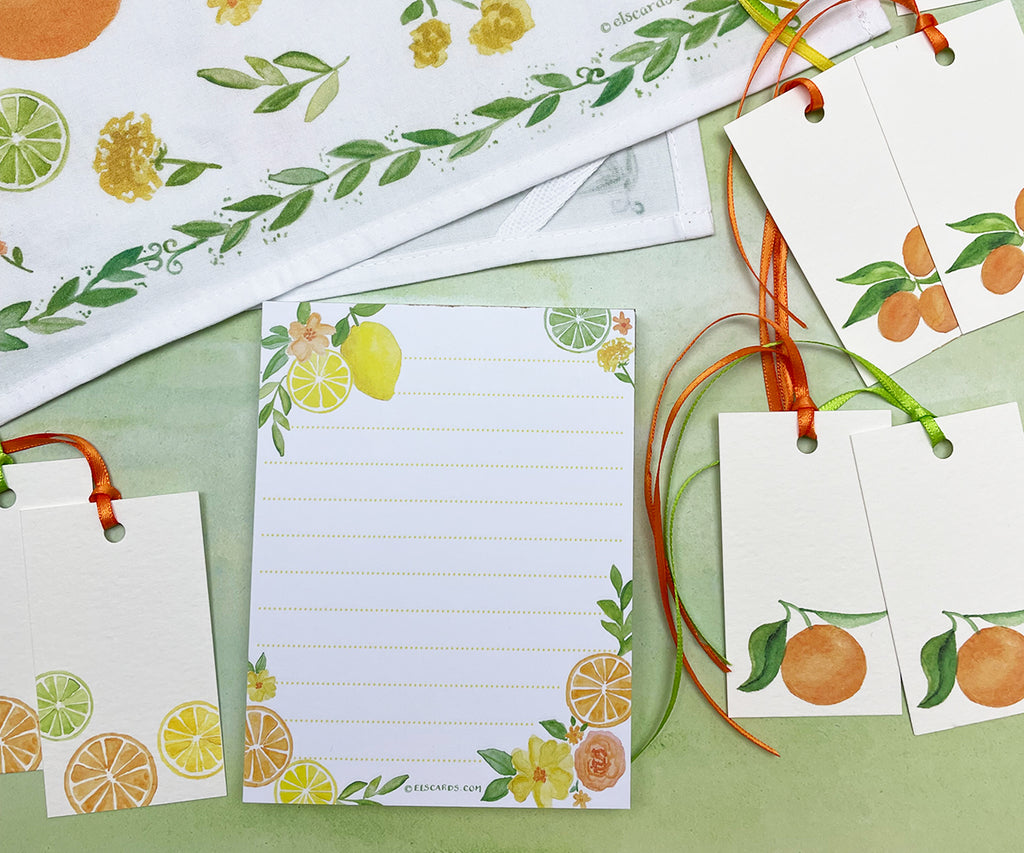 citrus and floral notepad