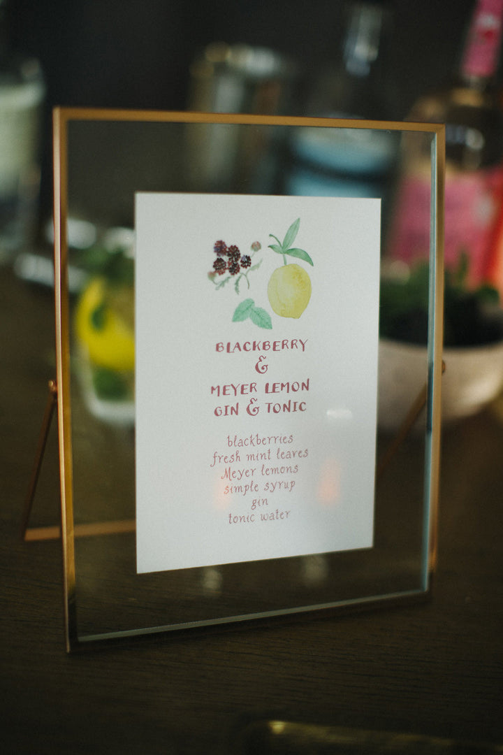 illustrated ingredients signature drink sign