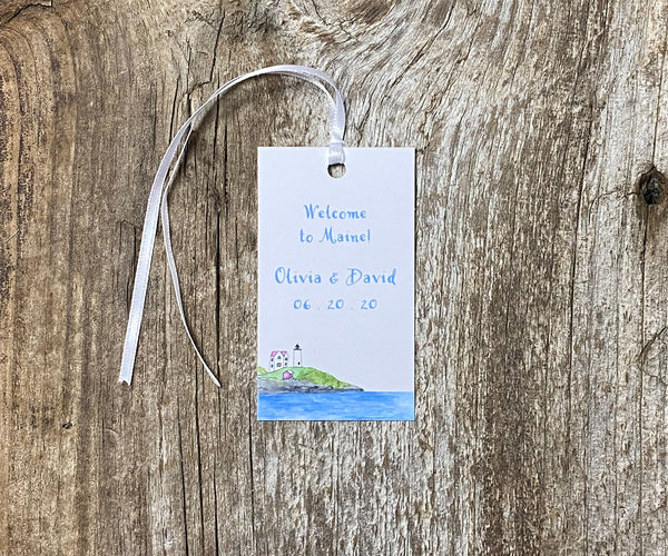 Beach Rose Lighthouse Favor Tags