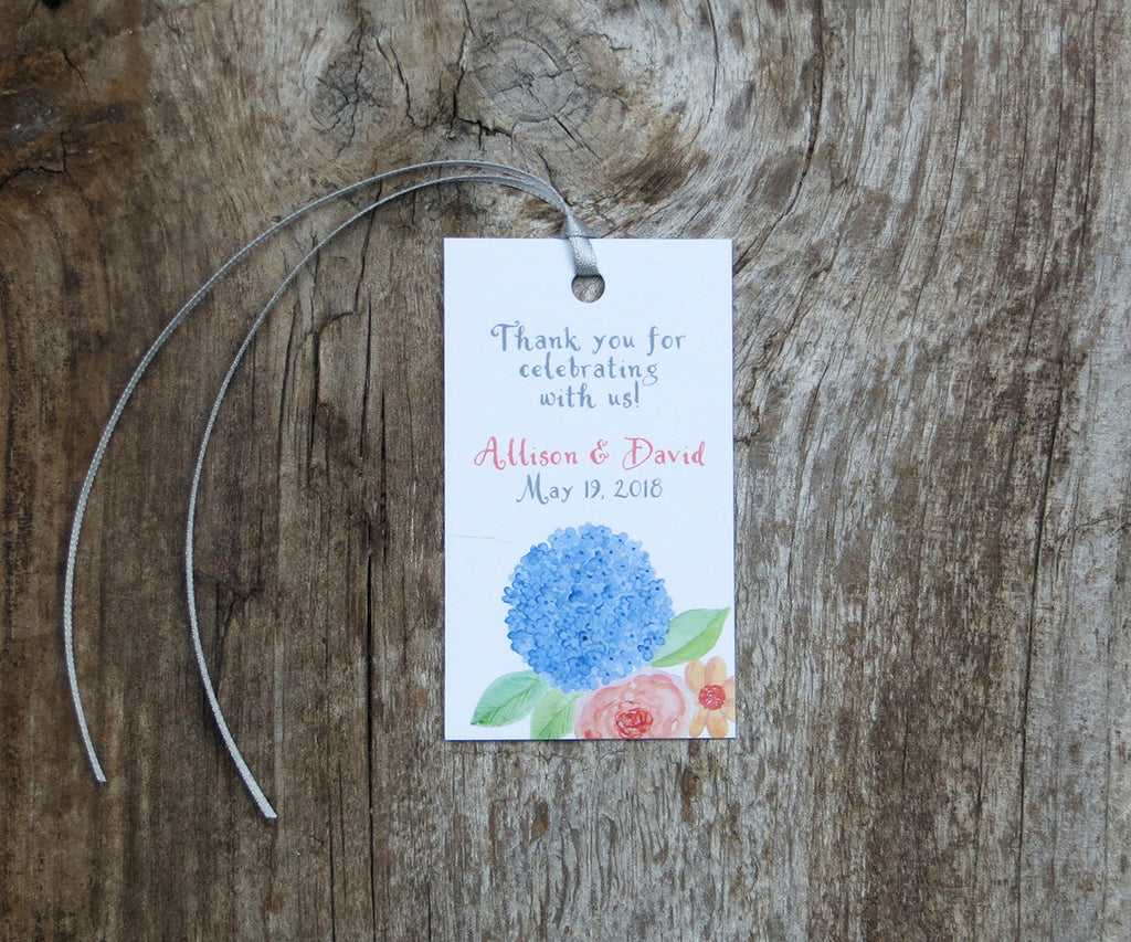 Hydrangeas and Roses Favor Tags