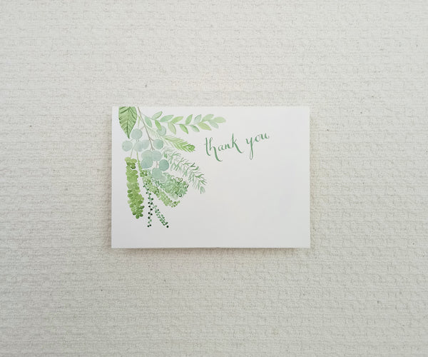 Flourishing Greens Wedding Thank You Notes