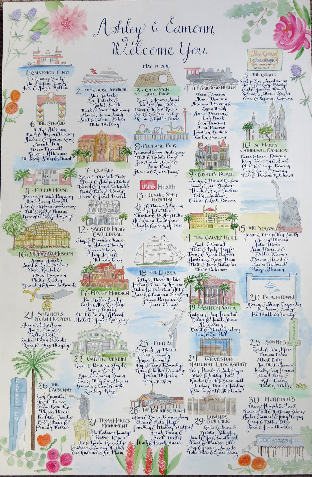 Galveston Texas custom seating chart