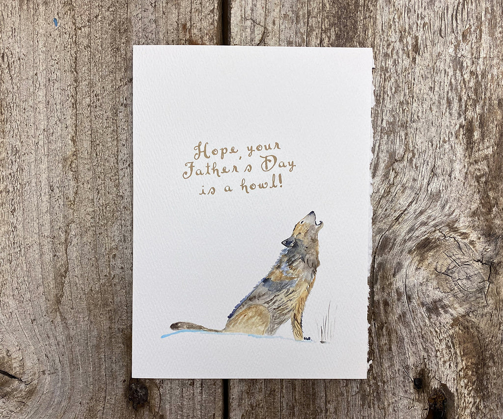 howling wolf father's day card