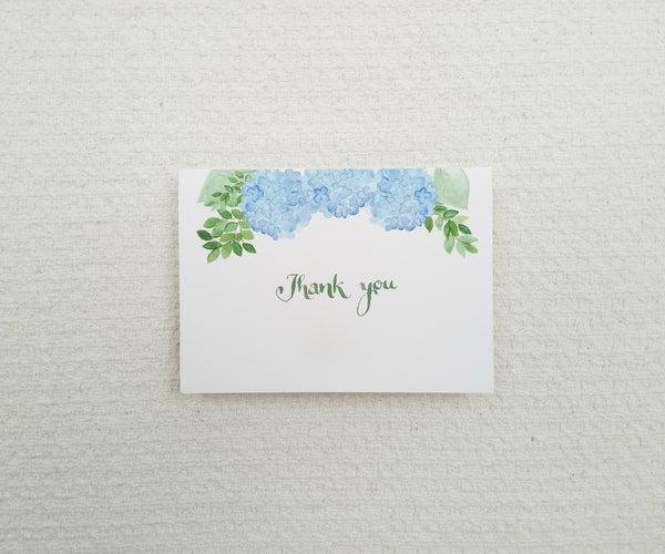 Hydrangea with Greens Wedding Thank You Notes