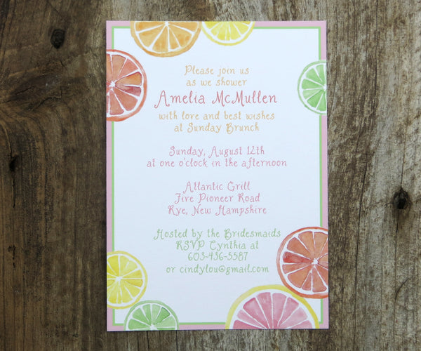 Citrus Slices Shower Invitation