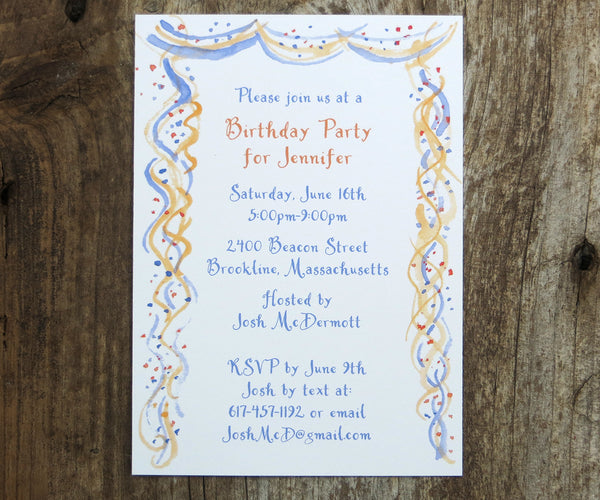 Confetti and Streamers Invitation