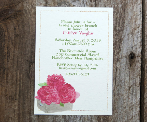 Box of Peonies Bridal Shower Invitation