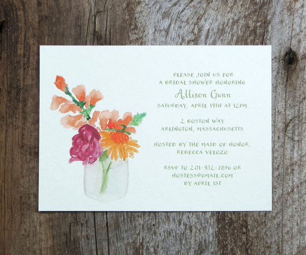 Jar of Blossoms Bridal Shower Invitations