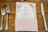 pink roses wedding menu