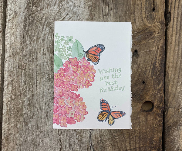 Monarch butterflies birthday card