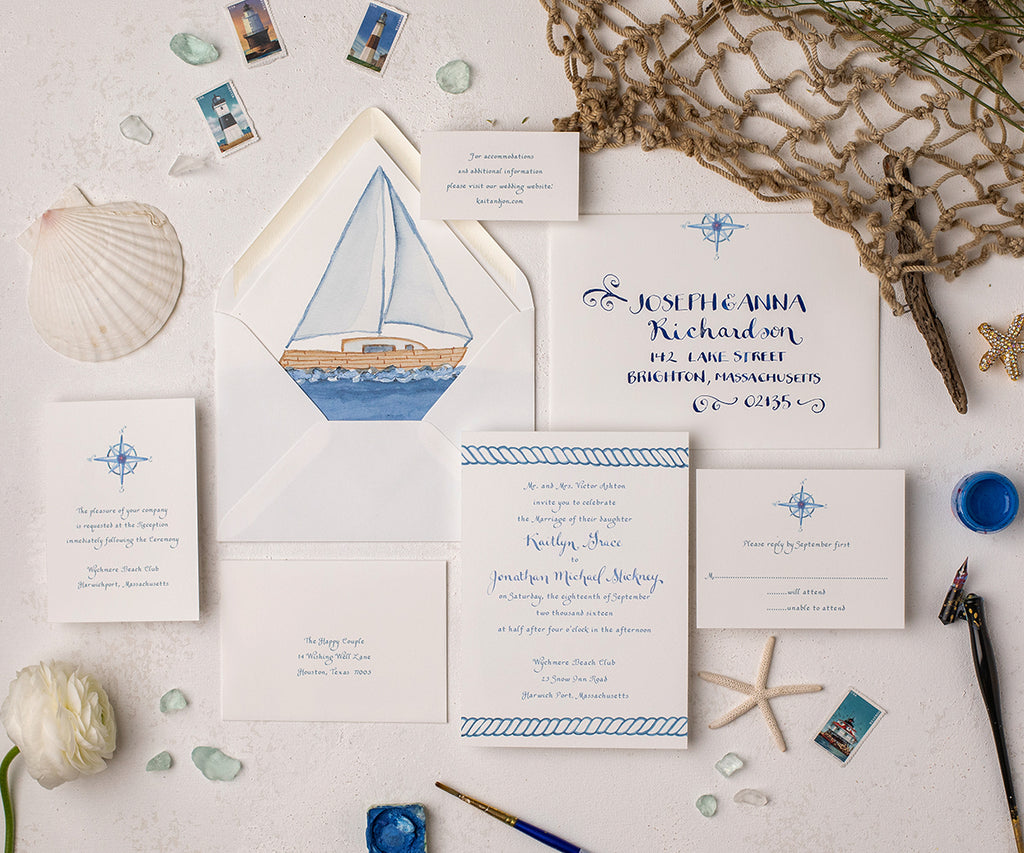 Nautical rope wedding invitation