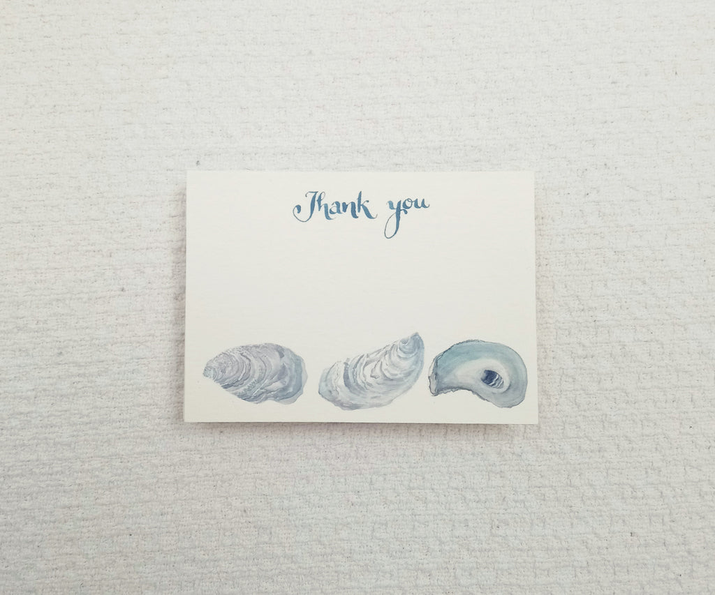 Oyster with Sand Border Thank You Notes