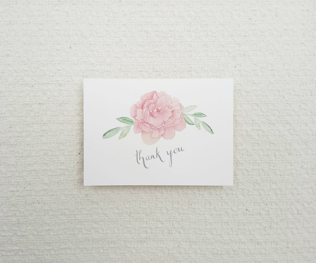 Peony with Greens Thank You Notes