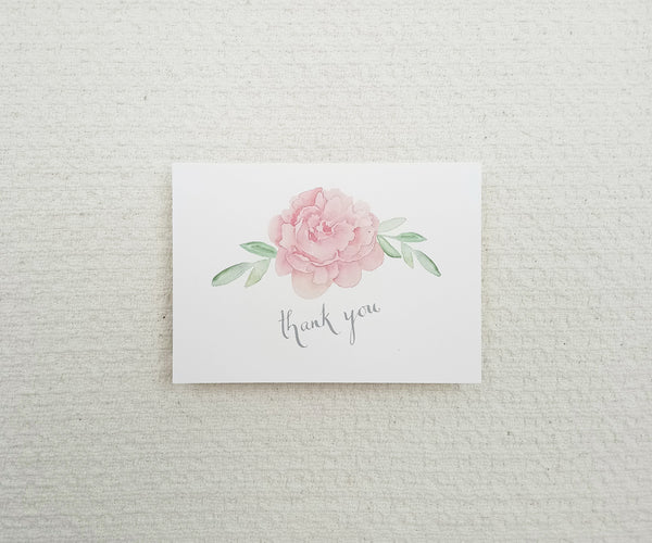 Peony with Greens Thank You Notes
